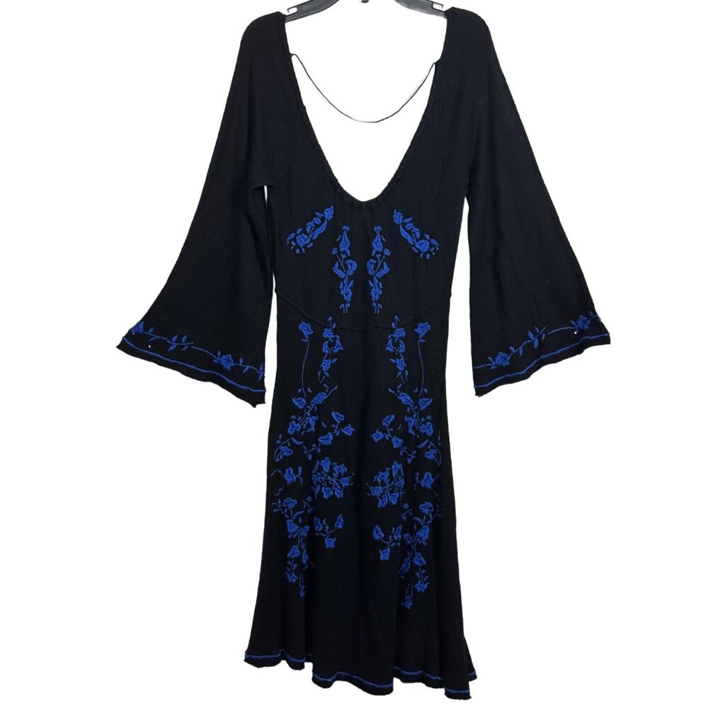 Vintage Urban Outfitters Soft Angora Wool Blend Embroidered Swing Dress - S